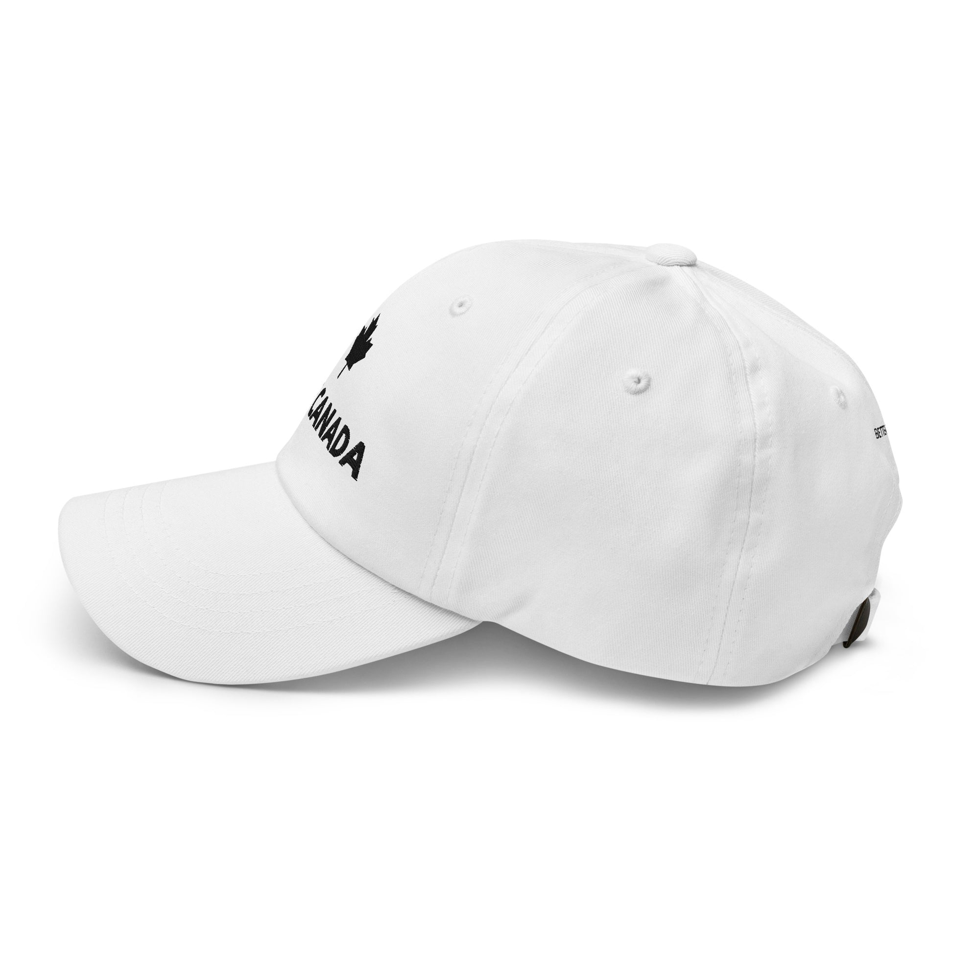 ONE CANADA Signature Dad Cap Classic Edition — detail shot of tonal maple leaf embroidery